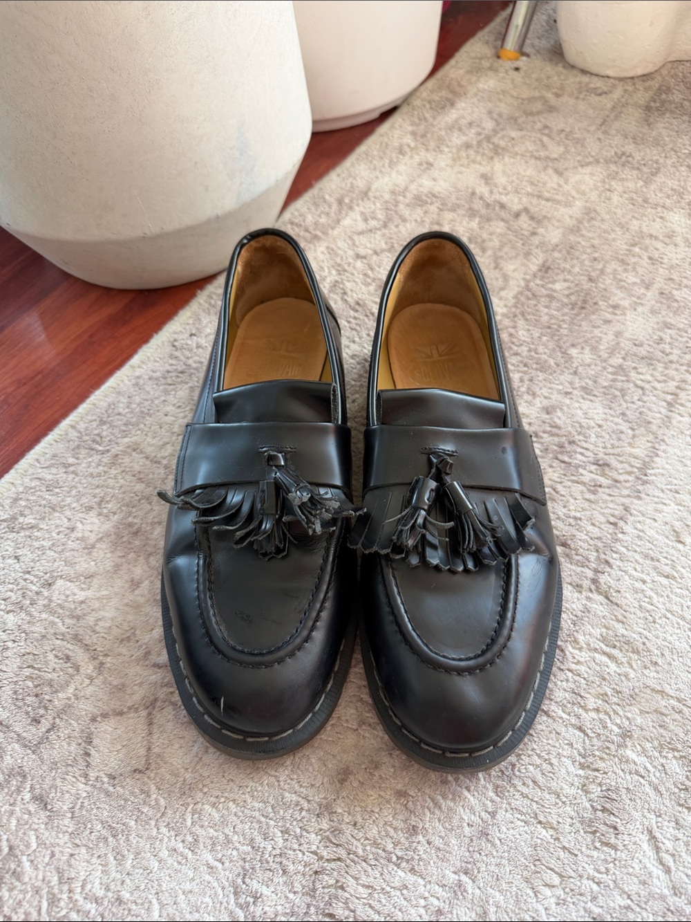 Solovair Black Tassel Slip-On leather Loafers for Men